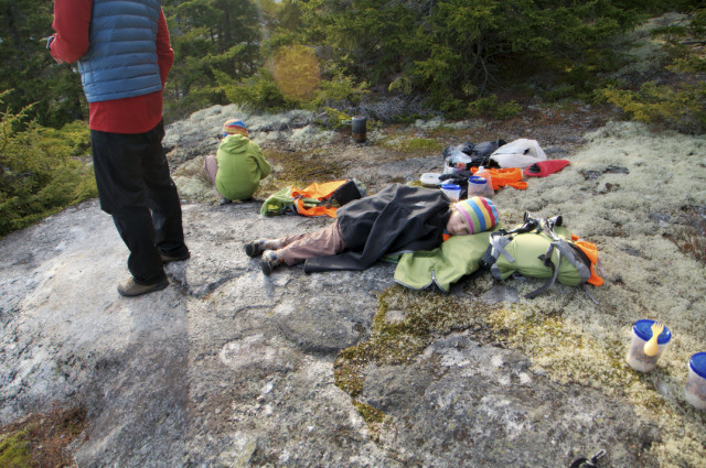 resting at the top: while Daddy heats up green tea for luch