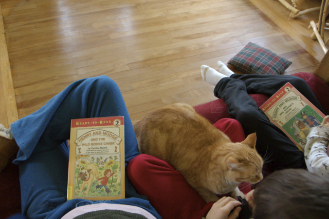 Henry and Mudge on the couch: we love this book series