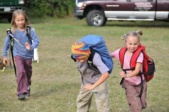 kids running backpacks