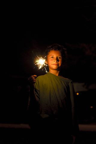 boy with sparkler