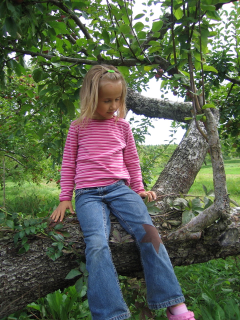 Celine on apple tree