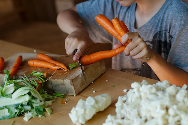 cutting carrots