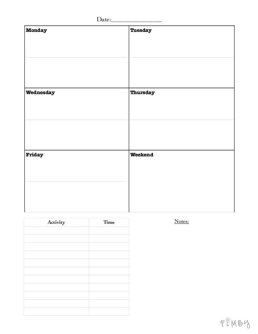 Weekly Blocks ~ A Planning Tool 