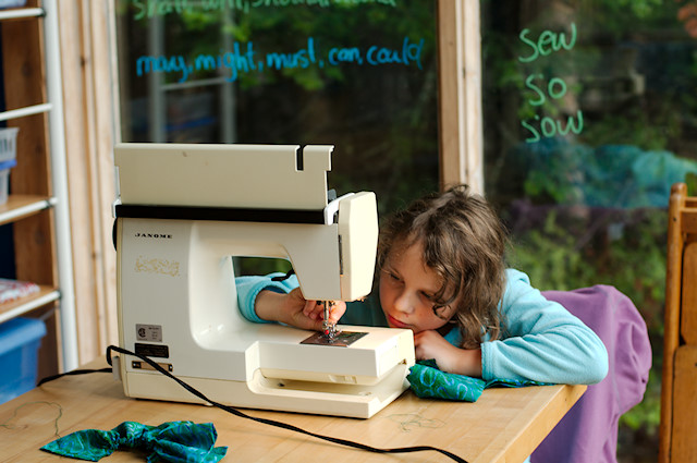 girl sewing