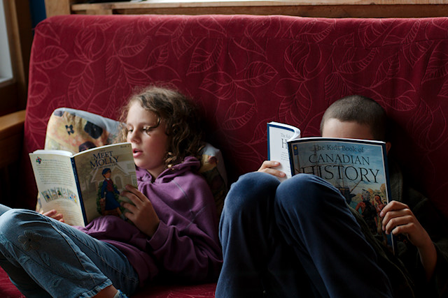 history reading on the couch