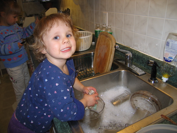 Helping in the kitchen