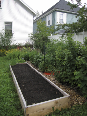 July 2008: The bed is filled with soil & compost 