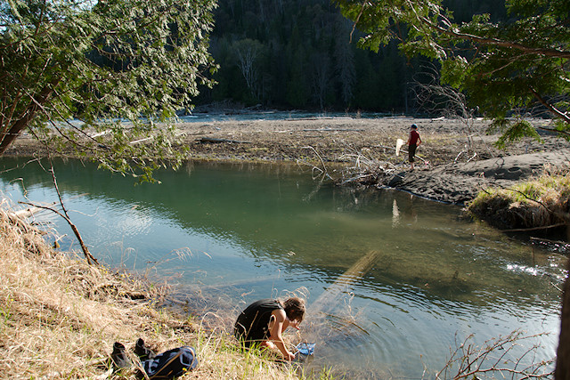 kids at stream