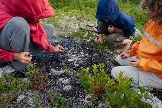 kids making fire