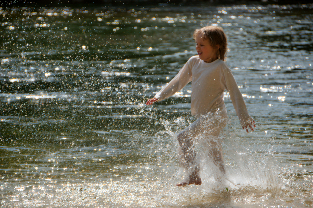 long underwear in river