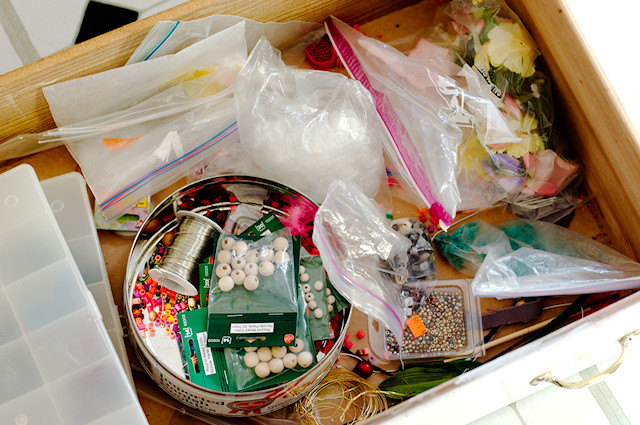 what the bead drawer looks like, unorganized