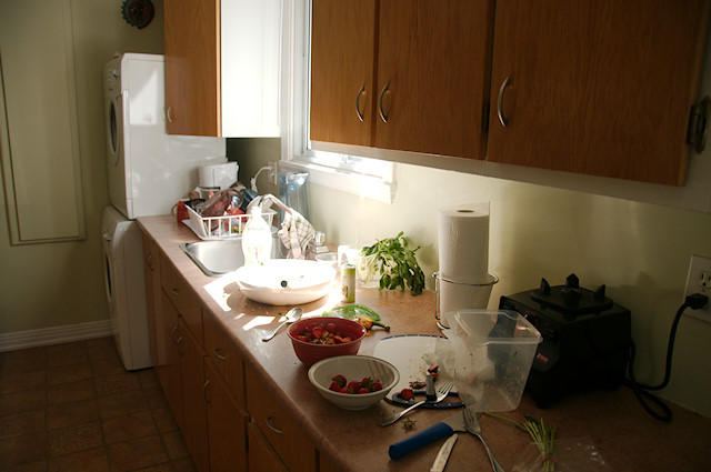 messy kitchen counter