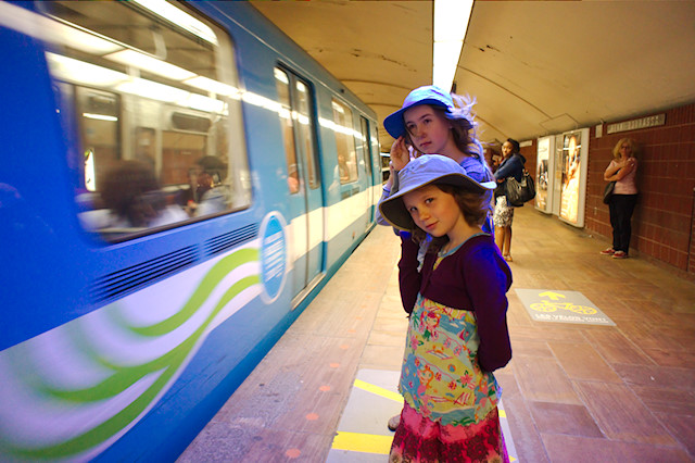 Metro train in tunnel