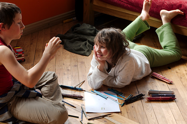 kids playing on wood floor